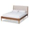 Baxton Studio Lenora Mid-Century Beige Fabric Upholstered and Walnut Brown Finished Wood Platform Bed-King 197-11599-ZORO - alternate 2